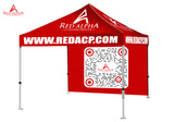 Event tent canopy with a backwall personalized with your company logo  