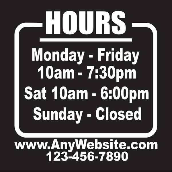 Storefront Hours & Business Information Decals