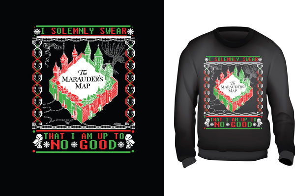 Red Alpha Ugly Christmas Sweater-Marauders Map - Red Alpha Custom Prints