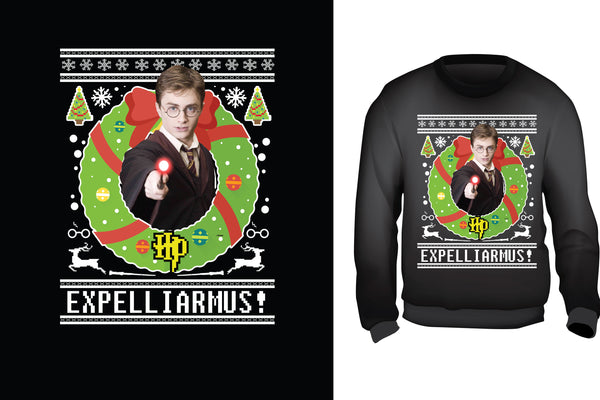 Expelliarmus Ugly Christmas Sweater - Red Alpha Custom Prints