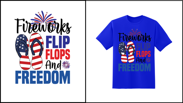 Fireworks Flipflops & Freedom T-shirt - Red Alpha Custom Prints