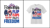 Fireworks Flipflops & Freedom T-shirt - Red Alpha Custom Prints