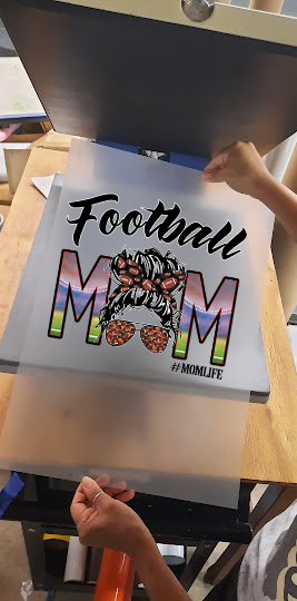 Football Mom with Stadium Background DTF