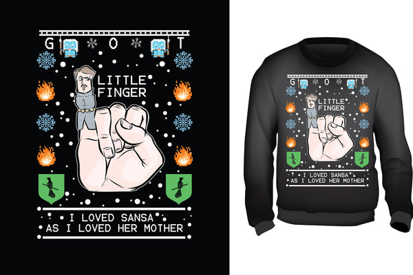 Little Finger Ugly Christmas Sweater - Red Alpha Custom Prints