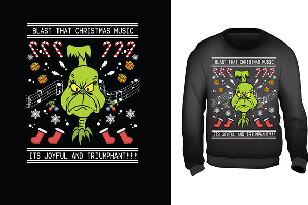 Red Alpha Ugly Christmas Sweater- The Grinch - Red Alpha Custom Prints