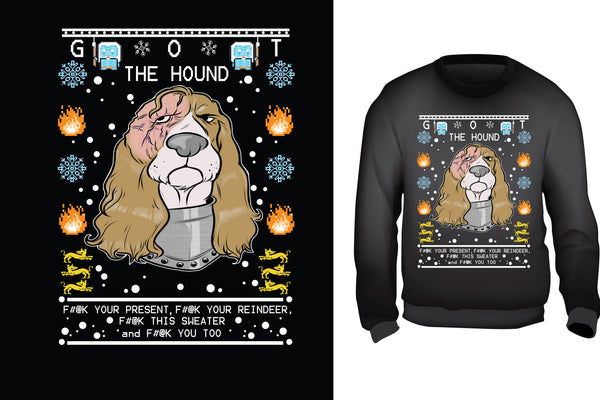 The Hound Ugly Christmas Sweater - Red Alpha Custom Prints